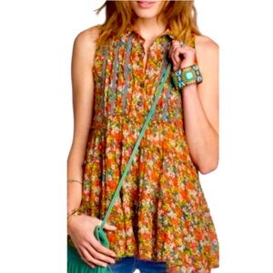 Free People After Dark Garden Sleeveless Tunic Top Medium Boho Hippie Cowgirl